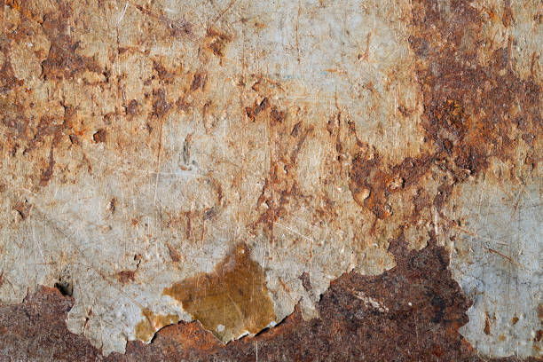 istock Industrial decay rust metal background texture, scratched peeling paint 2050276439