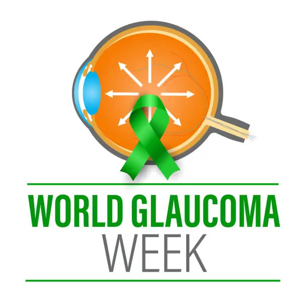Vector illustration of World Glaucoma Week. Observed in March. Ocular pressure on optic nerve causing damage. Vector illustration