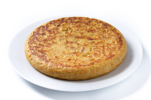 Traditional spanish omelette isolated on white background ストックフォト