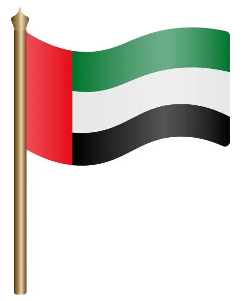 Vector illustration of Flag of the United Arab Emirates. The national symbol of the state develops in the wind. Gradient.