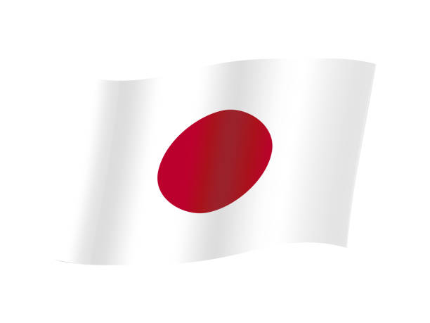 illustrations, cliparts, dessins animés et icônes de drapeau japonais flottant au vent. les tailles sont alignées sur les proportions standard. - japan japanese flag flag wind