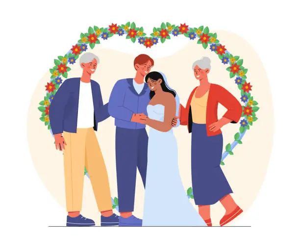 Vector illustration of Newly married couple vector concept