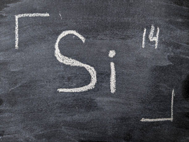 istock The chemical element is silicon with a serial number from the periodic table. 2050390104