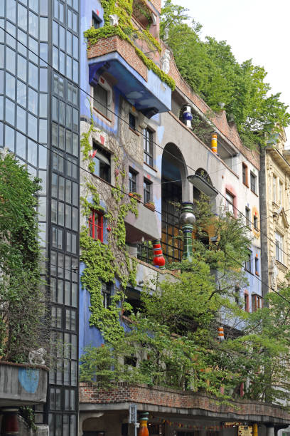 Hundertwasser Building Vienna Austria Vienna, Austria - July 12, 2015: Famous House Residential Building by Architect Hundertwasser in Capital City. hundertwasser house stock pictures, royalty-free photos & images