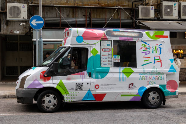 Hong Kong - March 1, 2024 : Mister Softee mobile ice-cream van in Fo Tan, New Territories, Hong Kong.