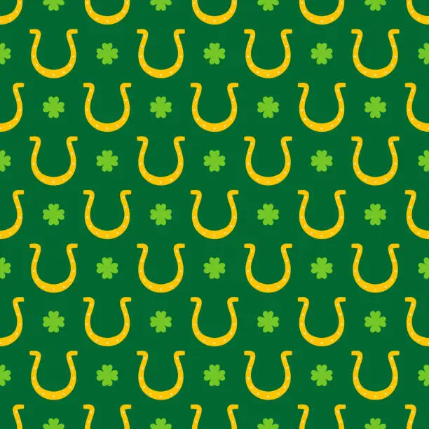 Vector illustration of St. Patricks Day seamless pattern. Green Saint Patricks Day backdrop. Vector background for textile, fabric, wallpaper, wrapping paper, etc.