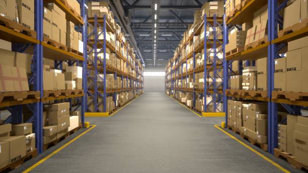 istock Manufacturing storage facility packed with shipping stamps containers 2050470913