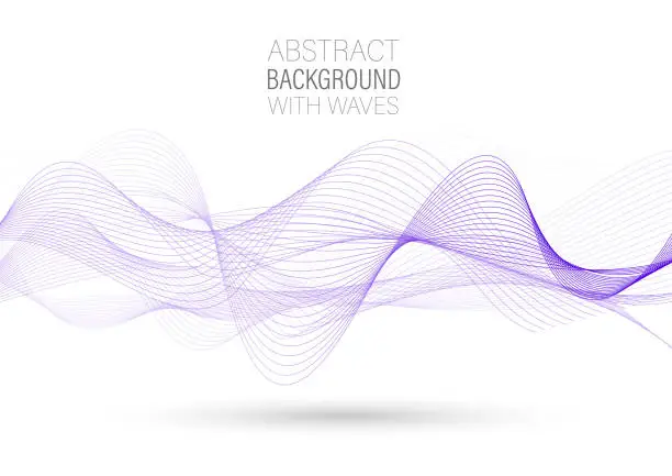 Vector illustration of Abstract smooth purple waves lines on white background