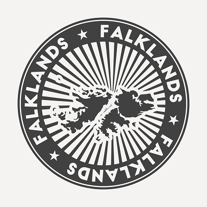 Falklands round logo. Vintage travel badge with the circular name and map of country, vector illustration. Can be used as insignia, logotype, label, sticker or badge of the Falklands.