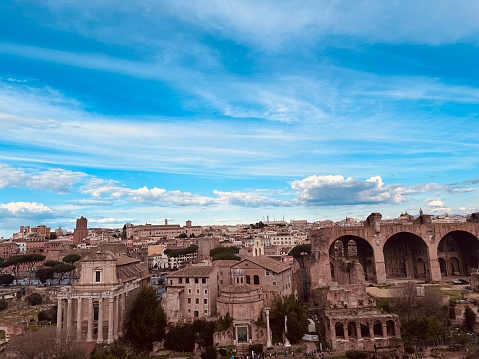 roman coliseum at sunset - old roman city