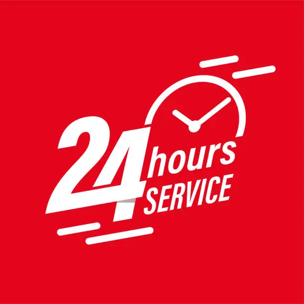 Vector illustration of 24 hour assistant banner or logo design