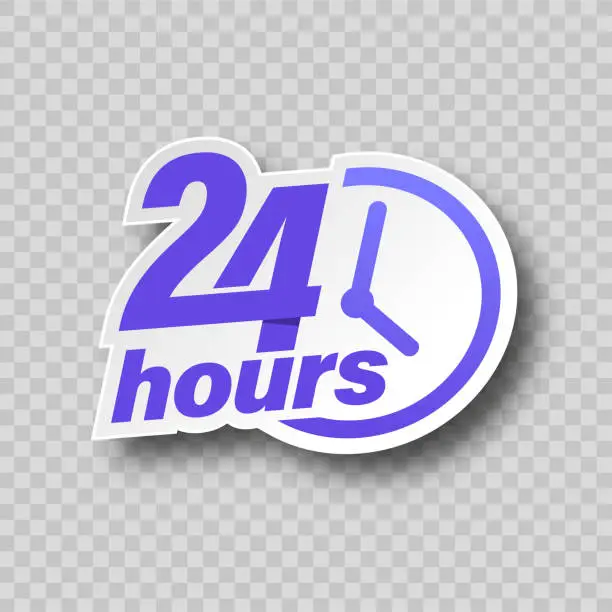 Vector illustration of 24 hour support or 24 hour open label design