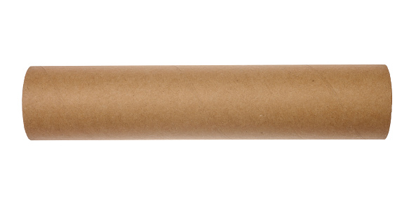 Paper towel tube on white isolated background, top view