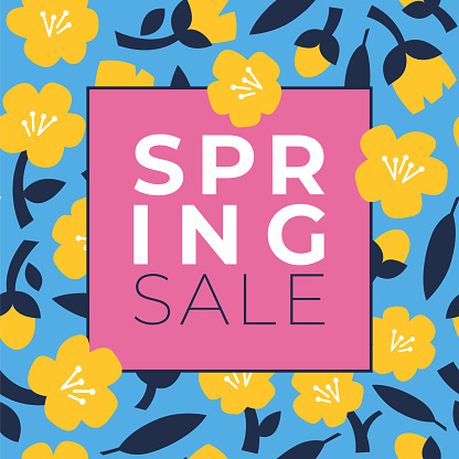 Sale Banner with flowers for Poster, Flyer, web banner. Vector illustration. Stock illustration