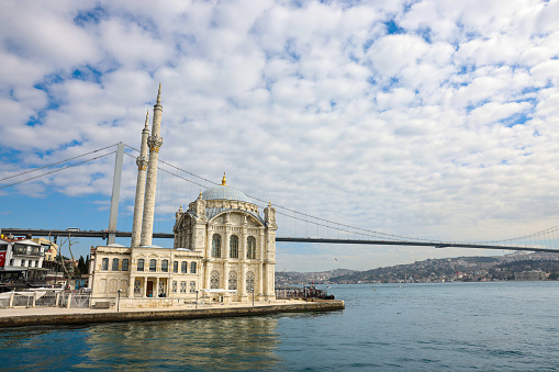 The Büyük Mecidiye Mosque with a bosphorus view in Istanbul