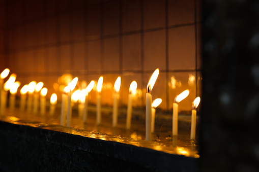 candles burning in the church