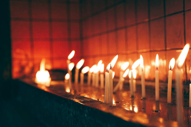 candles burning in the church