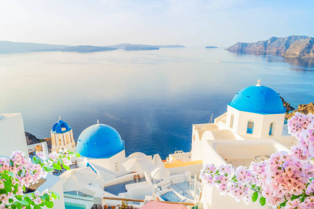 istock white belfries Santorini island, Greece 2050537602