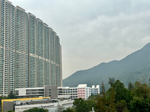 Hong Kong, Feb 23, 2024 apartment buildings in Hong Kong