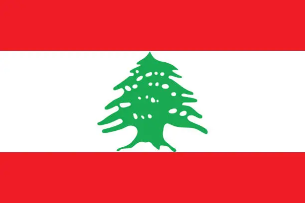 Vector illustration of flag of the Lebanon, national symbol