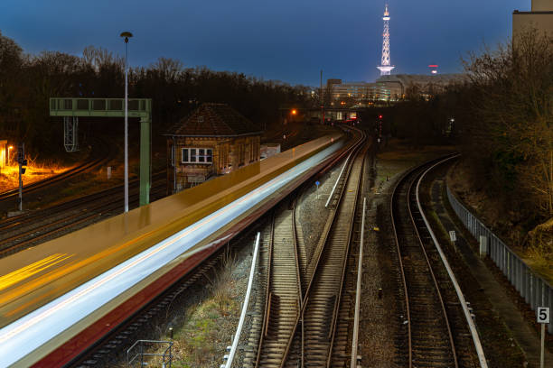 istock Blurred motion of Berlin S-Bahn train at night 2050581688
