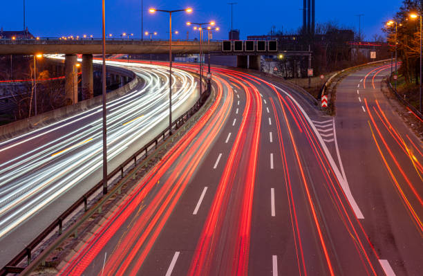 istock High angle view of light trails on Berlin city highway at night 2050581702