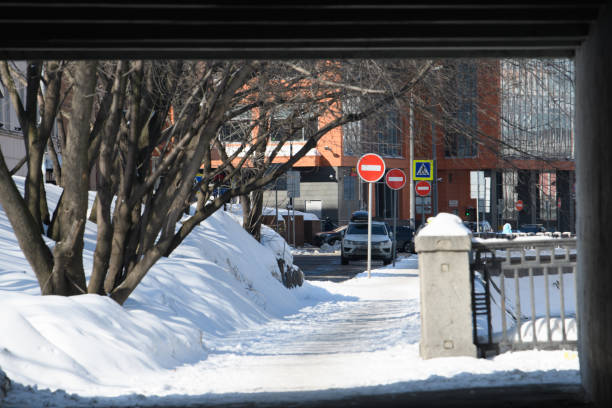 istock View from a dark tunnel to the exit with numerous no entry signs. 2050654136
