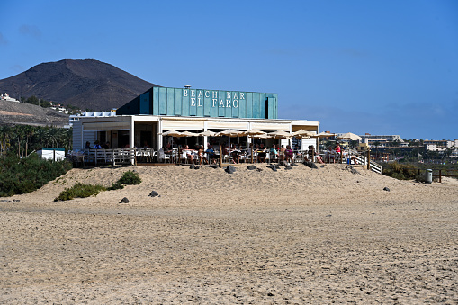 Morro Jable, Fuerteventura, Spain, February 11, 2024 - Beach bar 