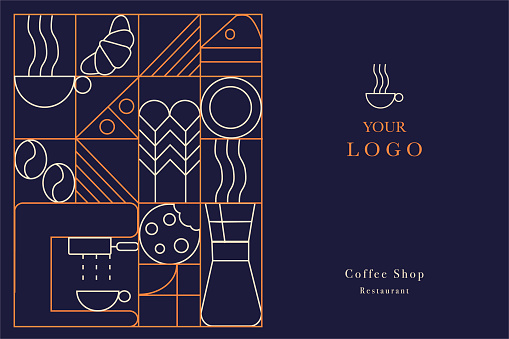 Illustration for cover design, food package, menu, background, café wall, coffee shop,