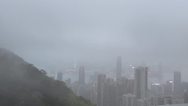 Foggy city in Hong Kong