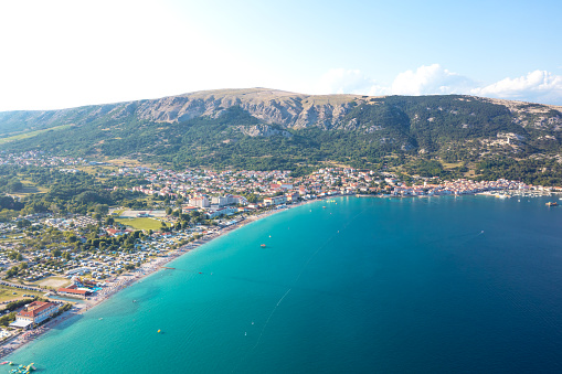 Drone view near Baška Beach, Croatia