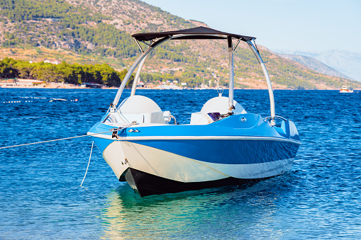Motor boat in the sea. Adriatic Sea