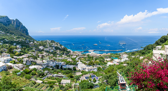 Landscape with Marina Grande in Capri Island, Tyrrhenian sea, Italy