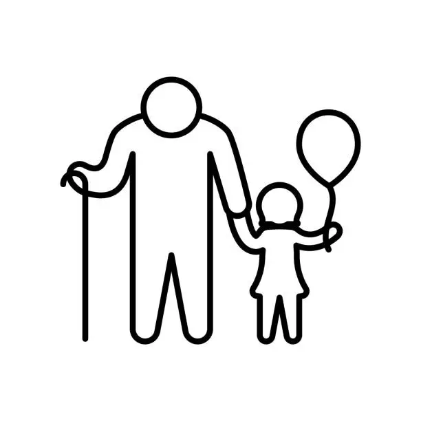 Vector illustration of Icon of old man with child.