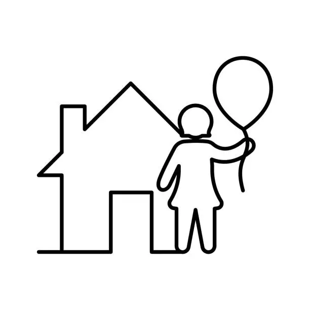 Vector illustration of Child and house.