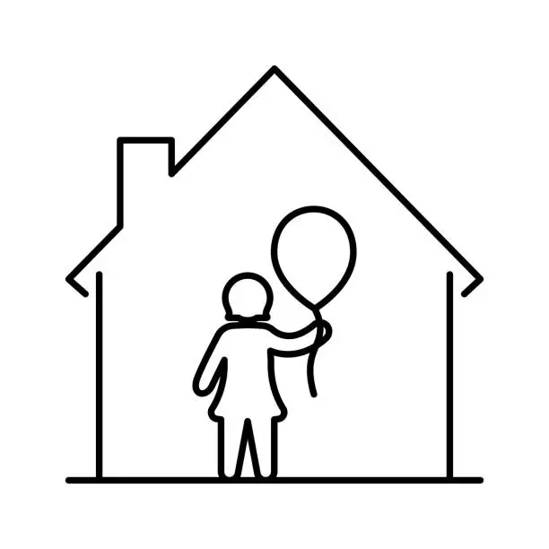 Vector illustration of Child and house.