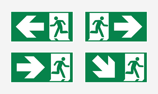 Emergency Exit Sign Icon Collection
