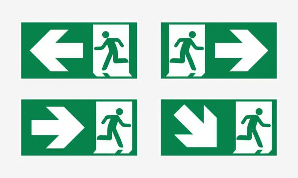 Vector illustration of Emergency Exit Sign Icon Collection