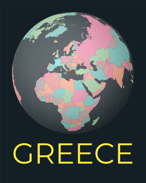 World Map Centered To Greece Red Country Highlighted Satellite World World Map Centered To Greece Red Country Highlighted Satellite World View Centered To 