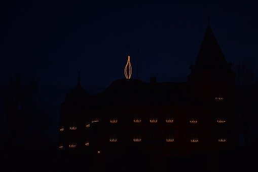 Mayen, Germany - 12/13/2023 : candle on the castle for advent season