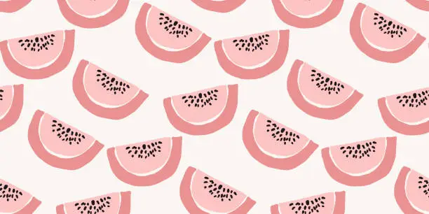 Vector illustration of Cute watermelon hand drawn seamless pattern