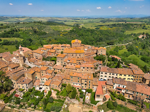 Montisi Italian Old town from drone