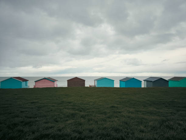 Hove Beach Huts in Brighton & Hove, England. Some of these are hired out for holidays, others are sold and some rented.