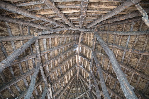 wooden old roof construction