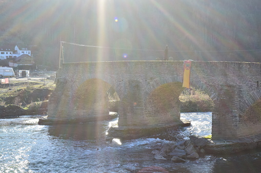 Rech, Germany - 02/13/2023: broken old bridge in Rech an der Ahr