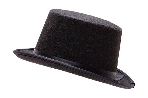 Side View of a Black Bowler Hat Cut Out on White.