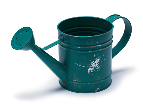 Green Watering Can Cut Out on White.