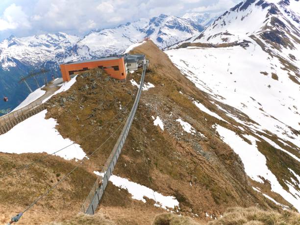 istock Suspended Bridge Over Austrian Alps with Snow-Capped Peaks and Panoramic Splendor 2050903168