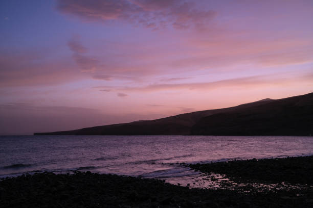 Playa Quemada beach at dusk - Lanzarote, Canary Islands, Spain