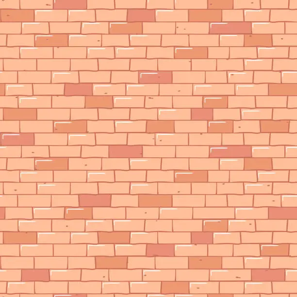 Vector illustration of Seamless pattern, Red brick wall. Vector illustration in flat style. For wallpaper, fabric, wrapping, background. Peach Fuzz